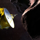 Una representación de la sonda New Horizons acercándose al asteroide Ultima Thule.